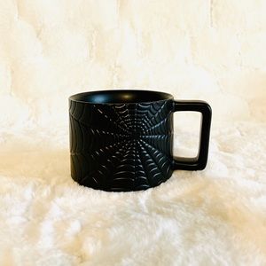 Starbucks black Halloween mug, spiderweb design